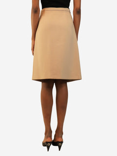Beige inverted box-pleat midi skirt - size UK 8 Skirts Miu Miu 
