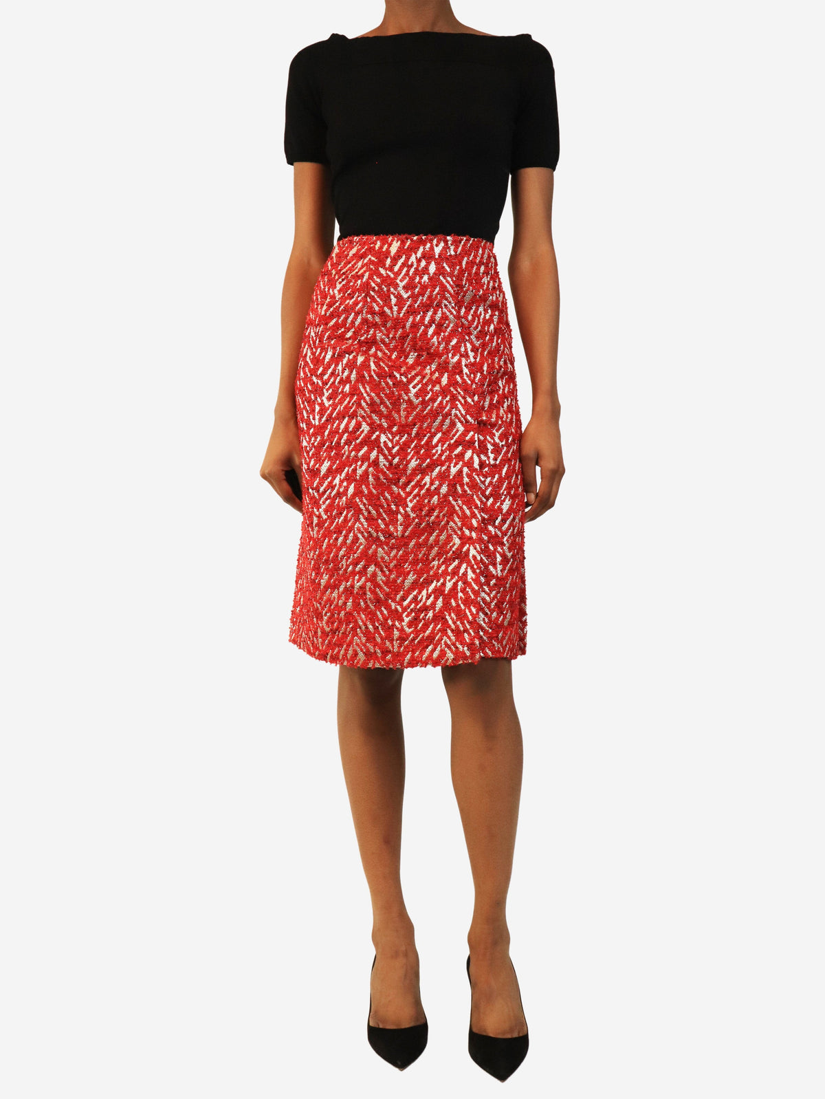 Red and silver boucle skirt - size UK 6 Skirts Marni 