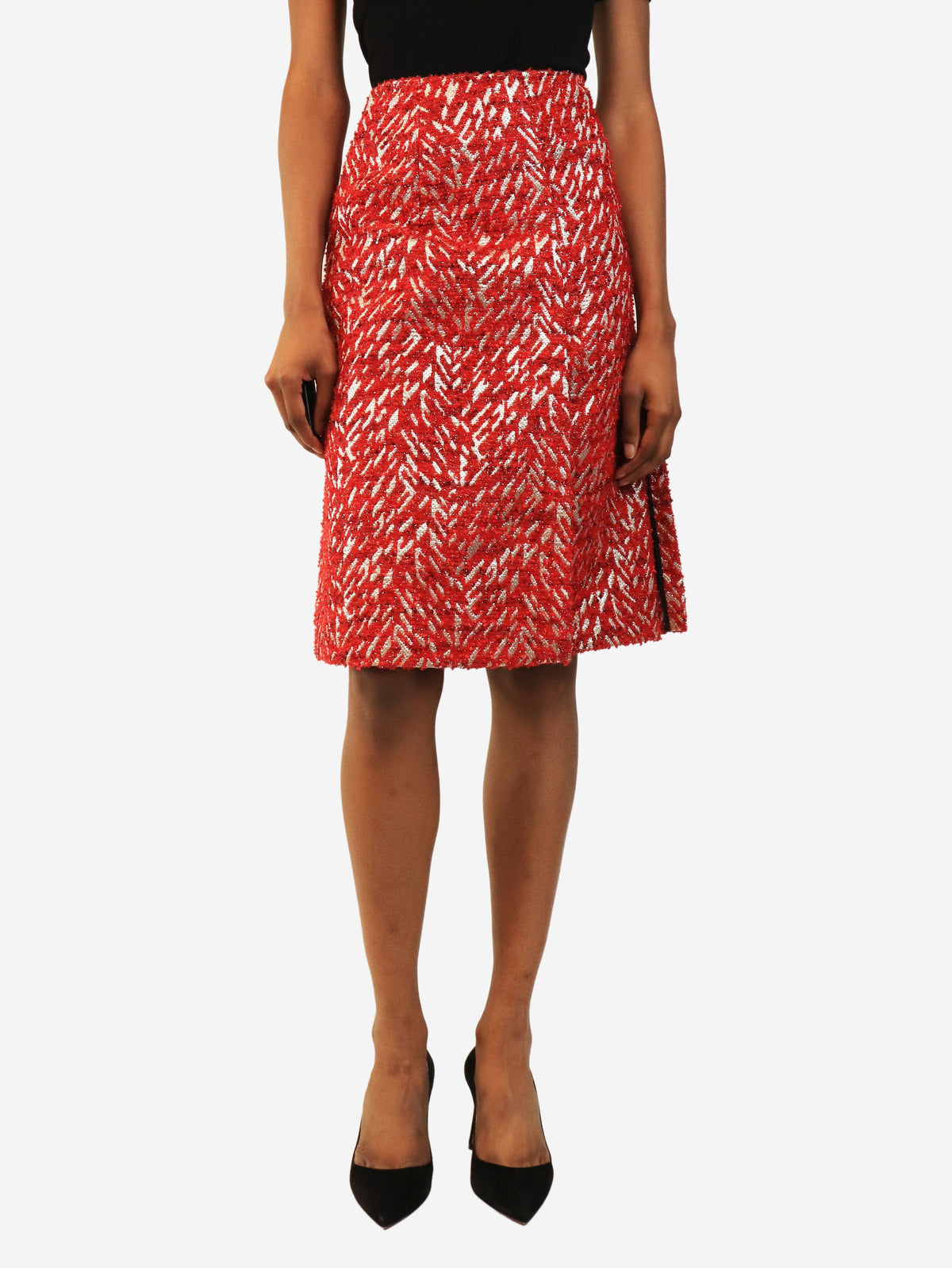 Red and silver boucle skirt - size UK 6 Skirts Marni 