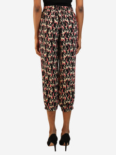 Black and pink cropped bulldog silk trousers - size UK 8 Trousers Gucci 