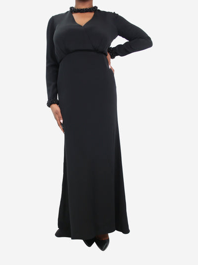 Black beaded silk maxi dress - size UK 12 Dresses Emilio Pucci 