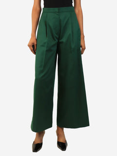 Emerald green satin wide-leg trousers - size UK 8 Trousers Duro Olowu 
