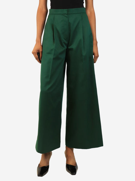 Emerald green satin wide-leg trousers - size UK 8 product image