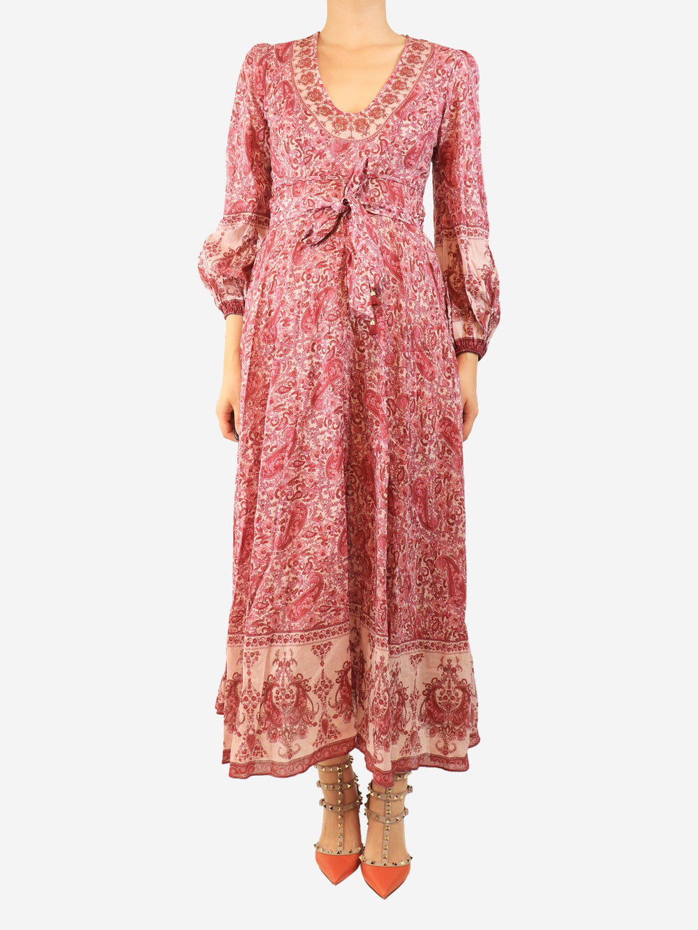 Pink floral and paisley printed cotton dress - size UK 8 Dresses Zimmermann 