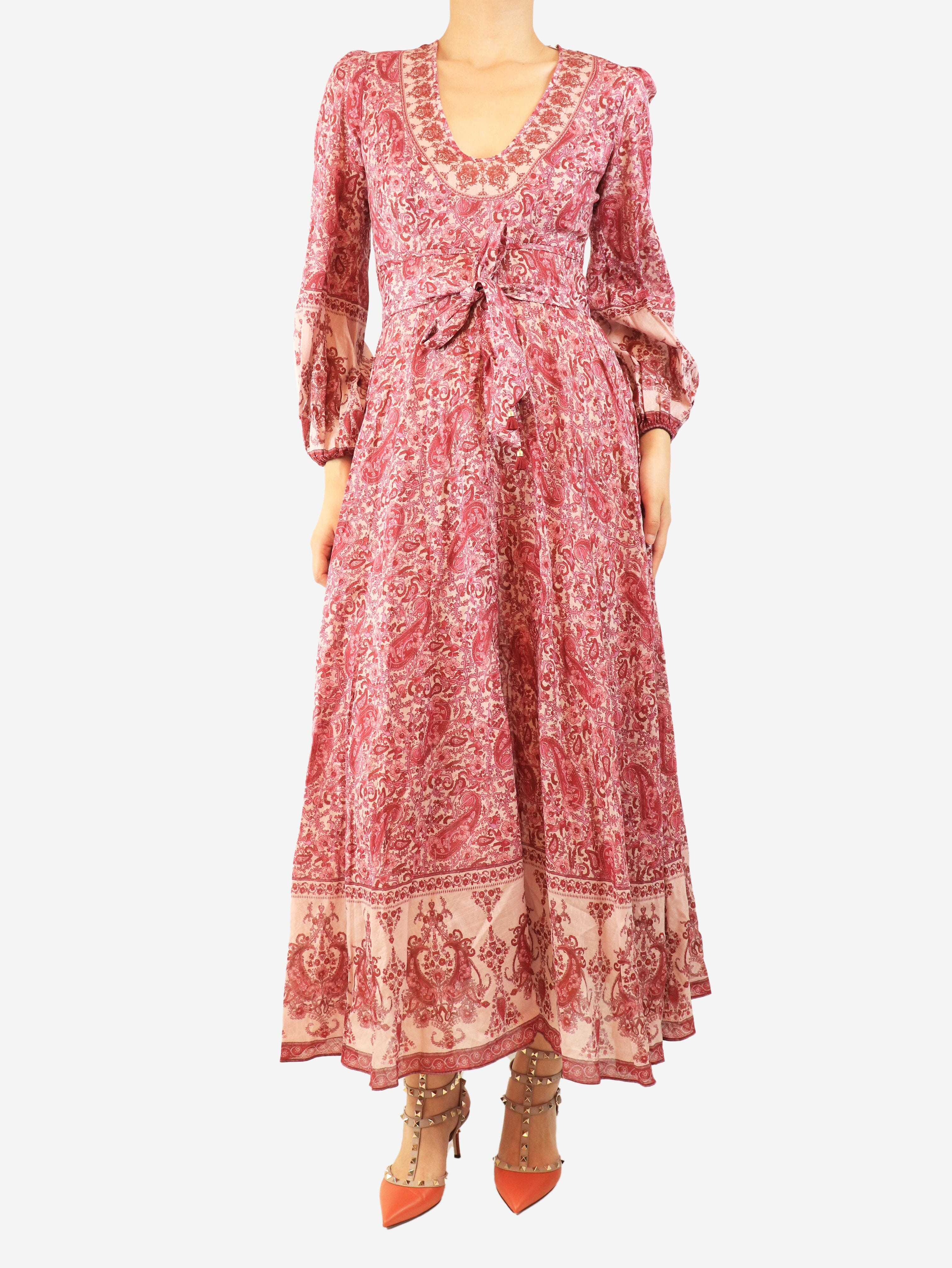 Pink floral and paisley printed cotton dress - size UK 8 Dresses Zimmermann 