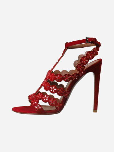 Red suede floral embellished heels - size EU 37 Heels Alaia 