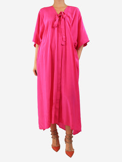 Hot pink silk kaftan with neckstrap - size 2 Dresses Studio Rabbit 