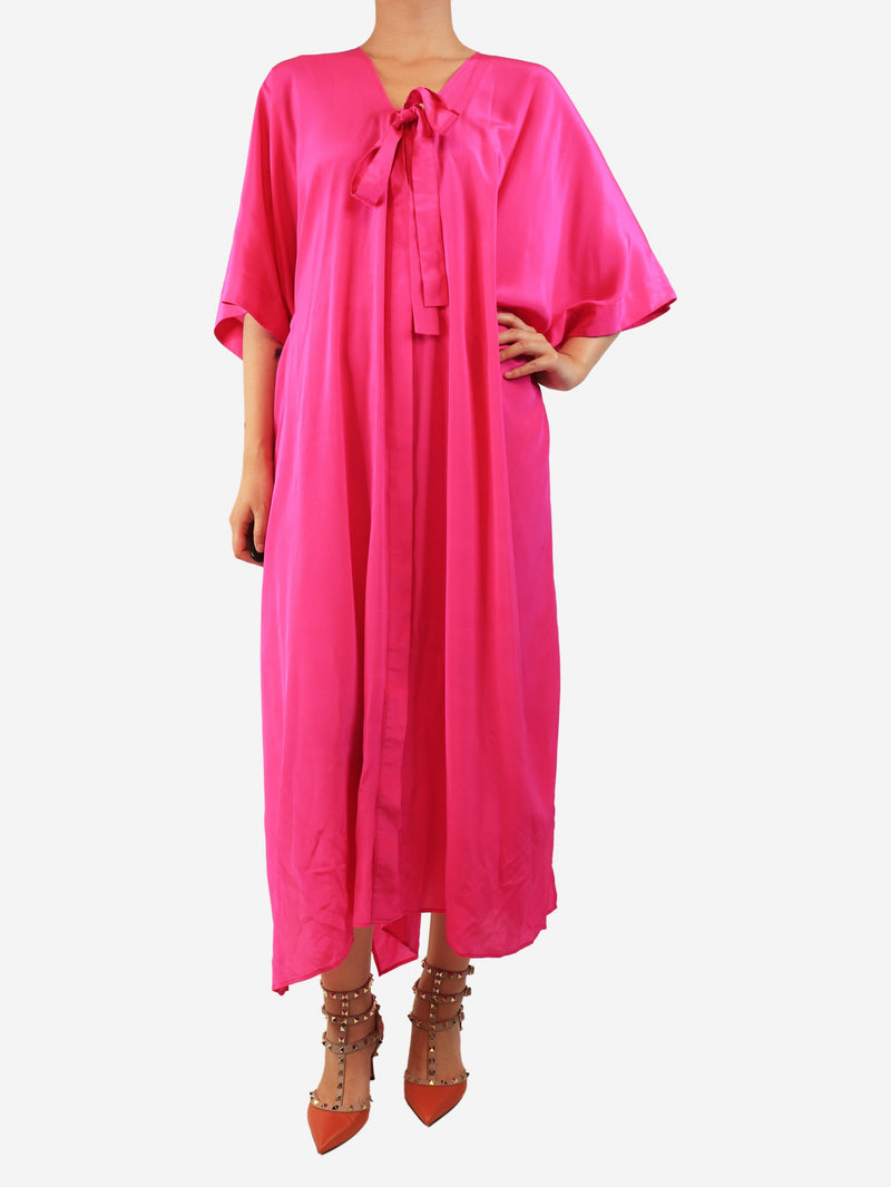 Hot pink silk kaftan with neckstrap - size 2 Dresses Studio Rabbit 