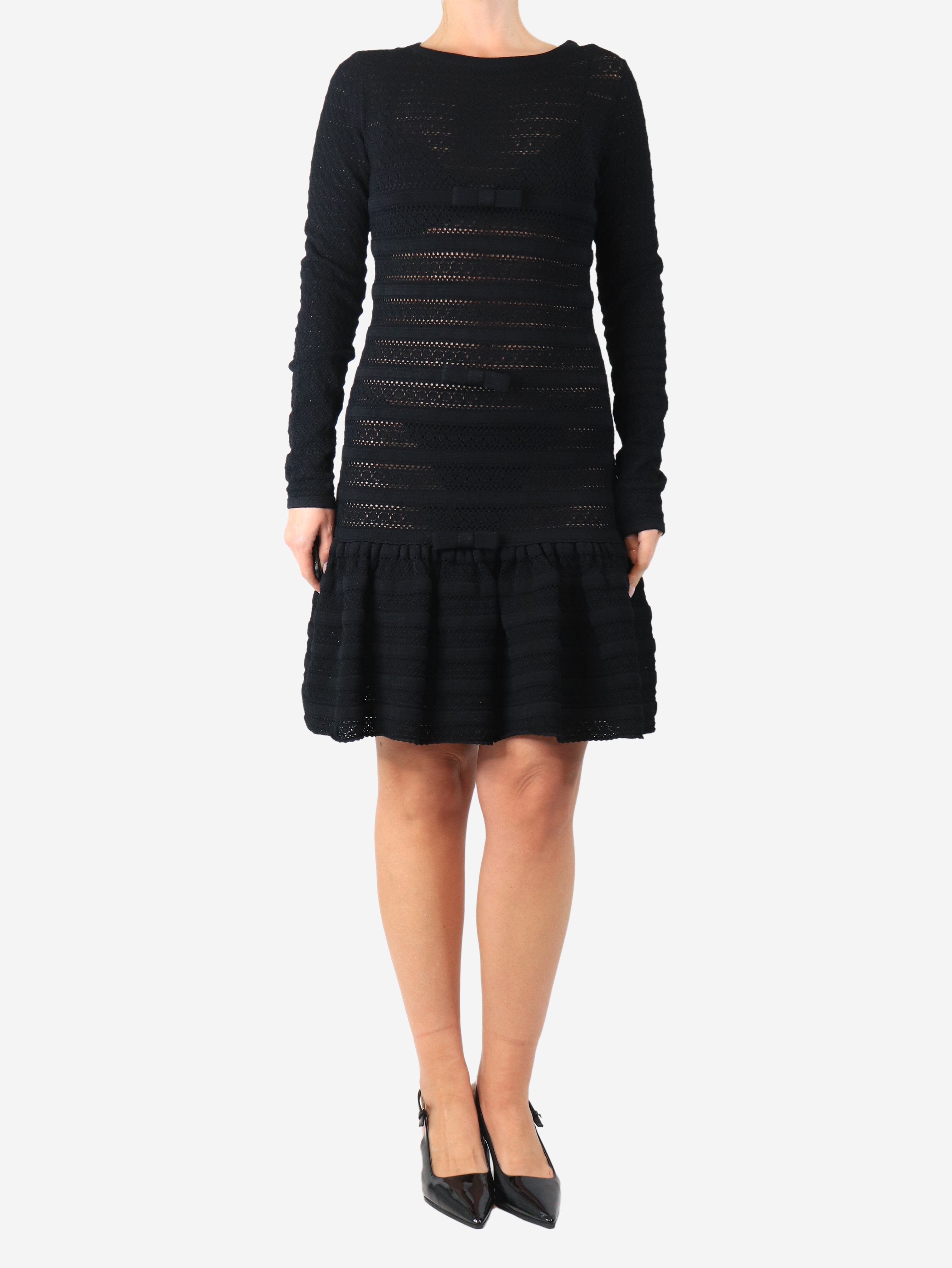 Black long-sleeve bow detail midi dress - size M Dresses Valentino 