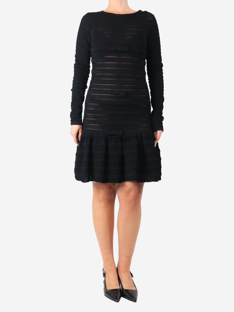 Black long-sleeve bow detail midi dress - size M Dresses Valentino 