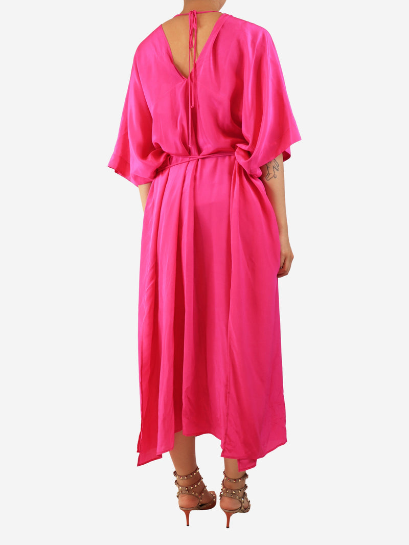 Hot pink silk kaftan with neckstrap - size 2 Dresses Studio Rabbit 