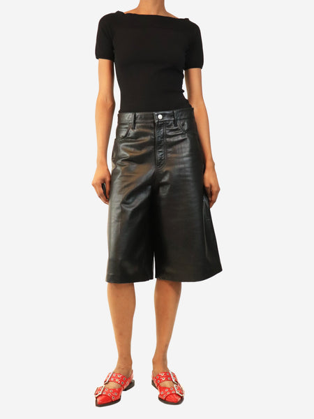 Black leather culottes - size UK 8 alternate image