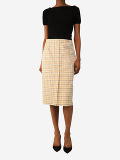 Naturale and lilla checkered midi skirt - size UK 8 Skirts Prada 