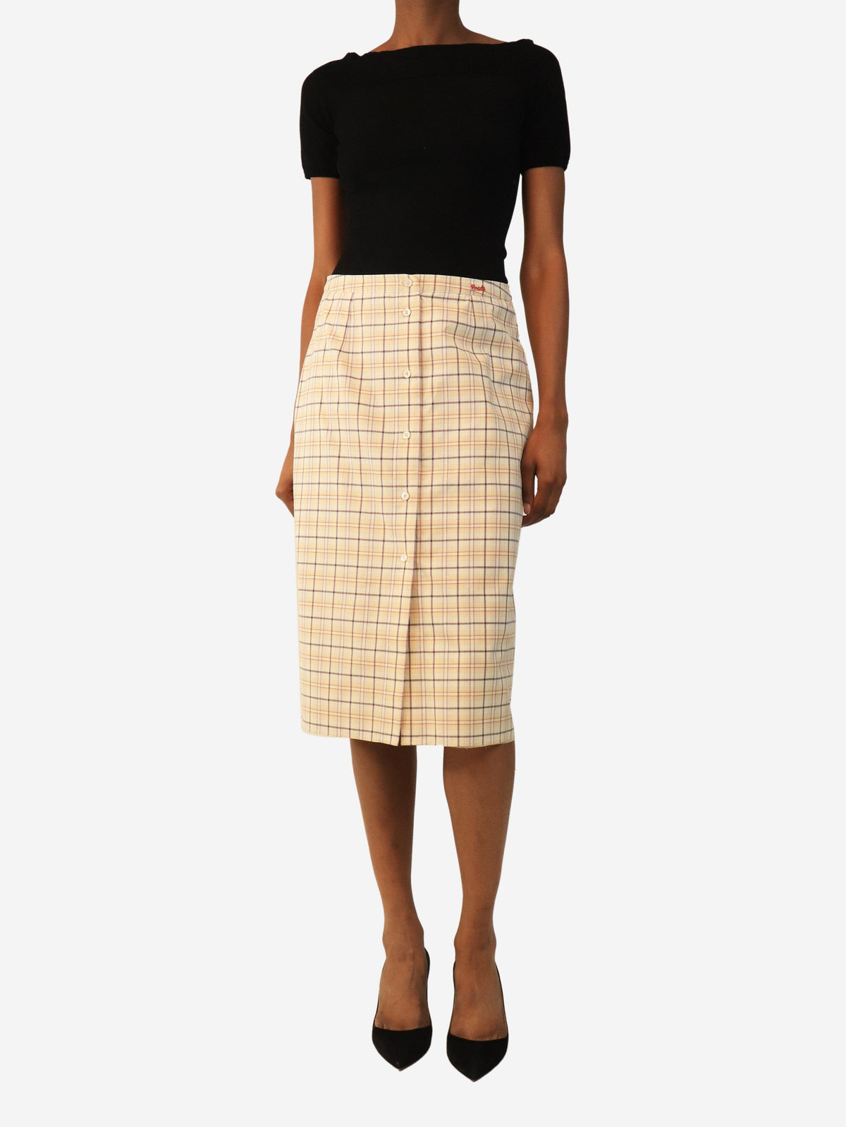 Naturale and lilla checkered midi skirt - size UK 8 Skirts Prada 