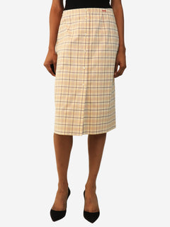 Naturale and lilla checkered midi skirt - size UK 8 Skirts Prada 