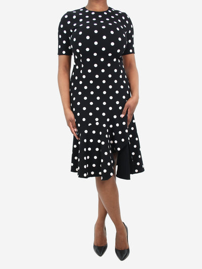Black short-sleeved polka dot dress - size UK 12 Dresses Oscar De La Renta 