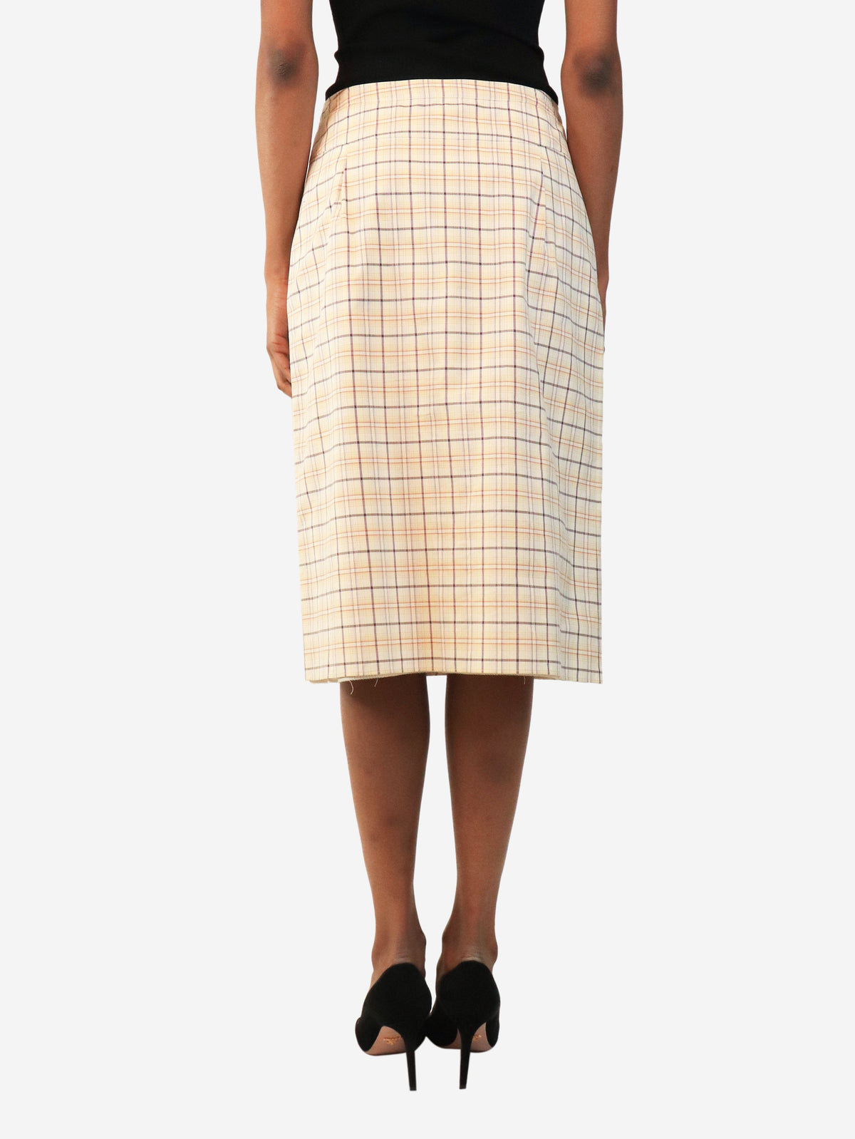 Naturale and lilla checkered midi skirt - size UK 8 Skirts Prada 