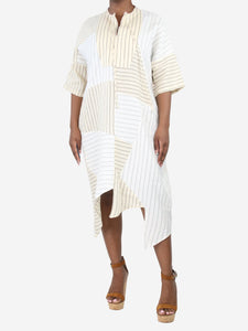 Loewe Cream asymmetric striped midi kaftan dress