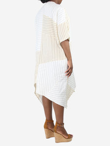 Loewe Cream asymmetric striped midi kaftan dress