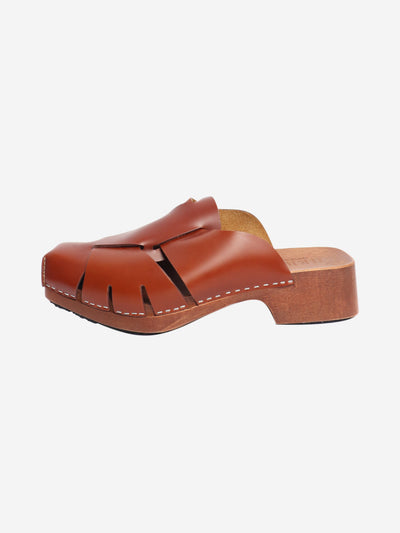 Tan Licia square-toe fisherman clogs - size EU 40 Flat Sandals Hereu 
