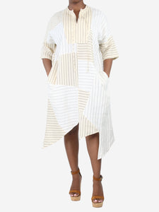 Loewe Cream asymmetric striped midi kaftan dress