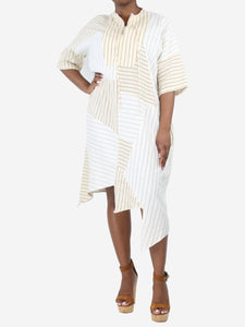 Loewe Cream asymmetric striped midi kaftan dress