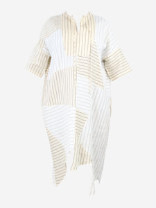 Loewe Cream asymmetric striped midi kaftan dress