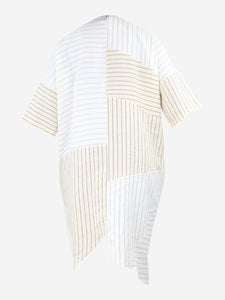 Loewe Cream asymmetric striped midi kaftan dress