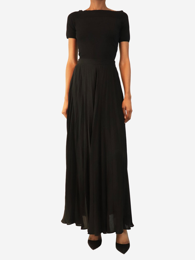 Black silk pleated midi skirt - size UK 8 Skirts Valentino 