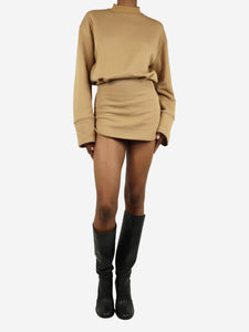 The Attico Camel high-neck jumper dress - size UK 8