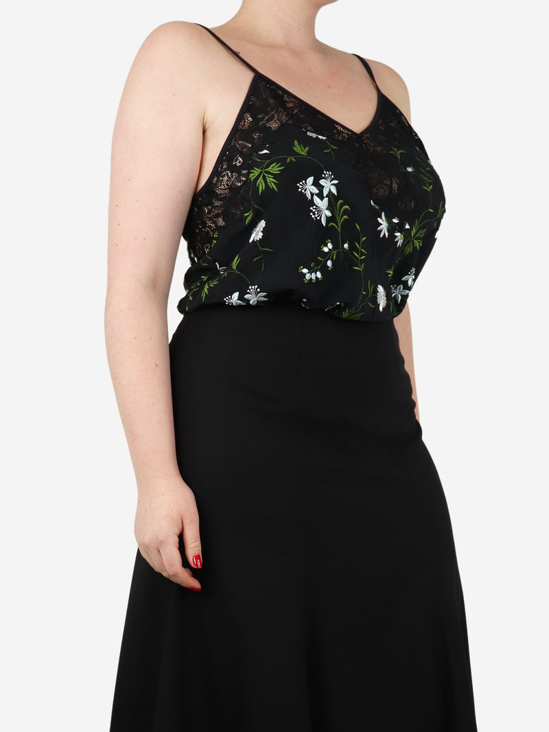 Paco Rabanne Black embroidered floral cami lace top - size UK 12 Tops Paco Rabanne 