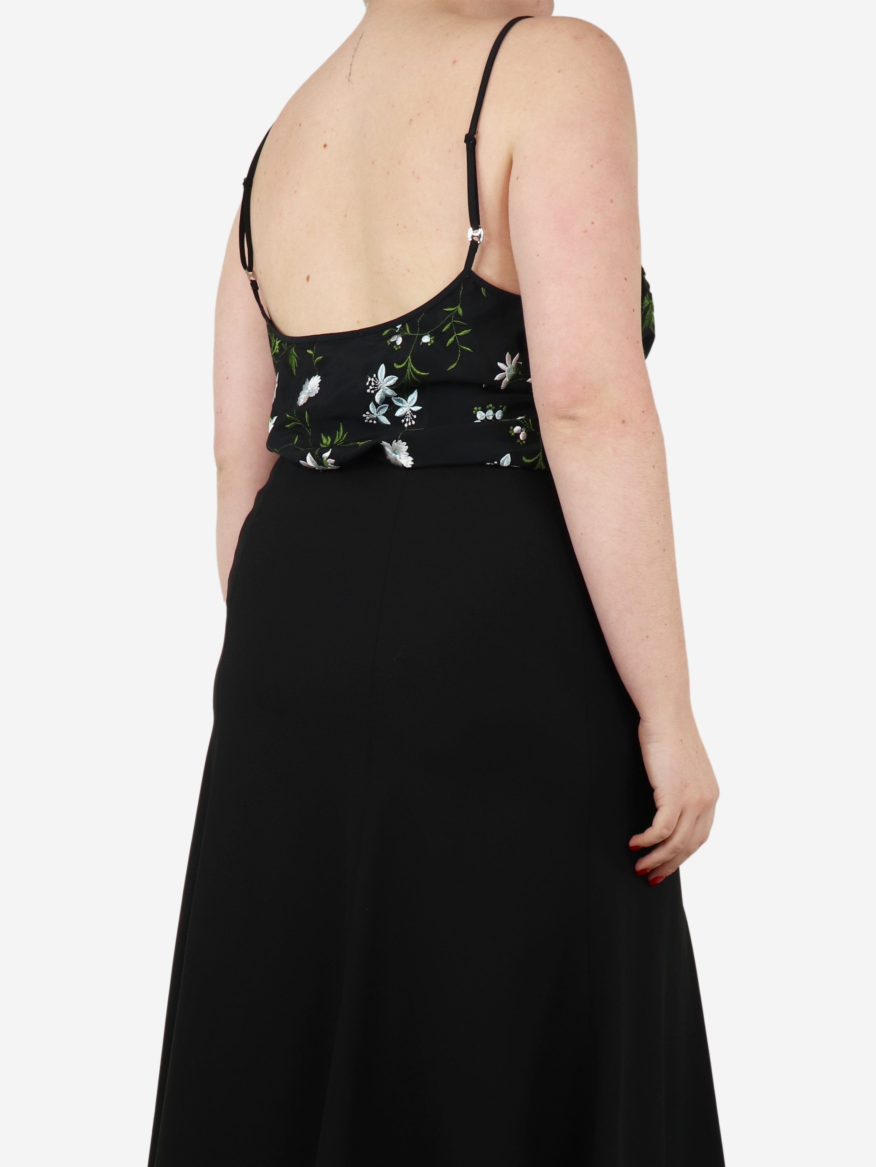 Paco Rabanne Black embroidered floral cami lace top - size UK 12 Tops Paco Rabanne 