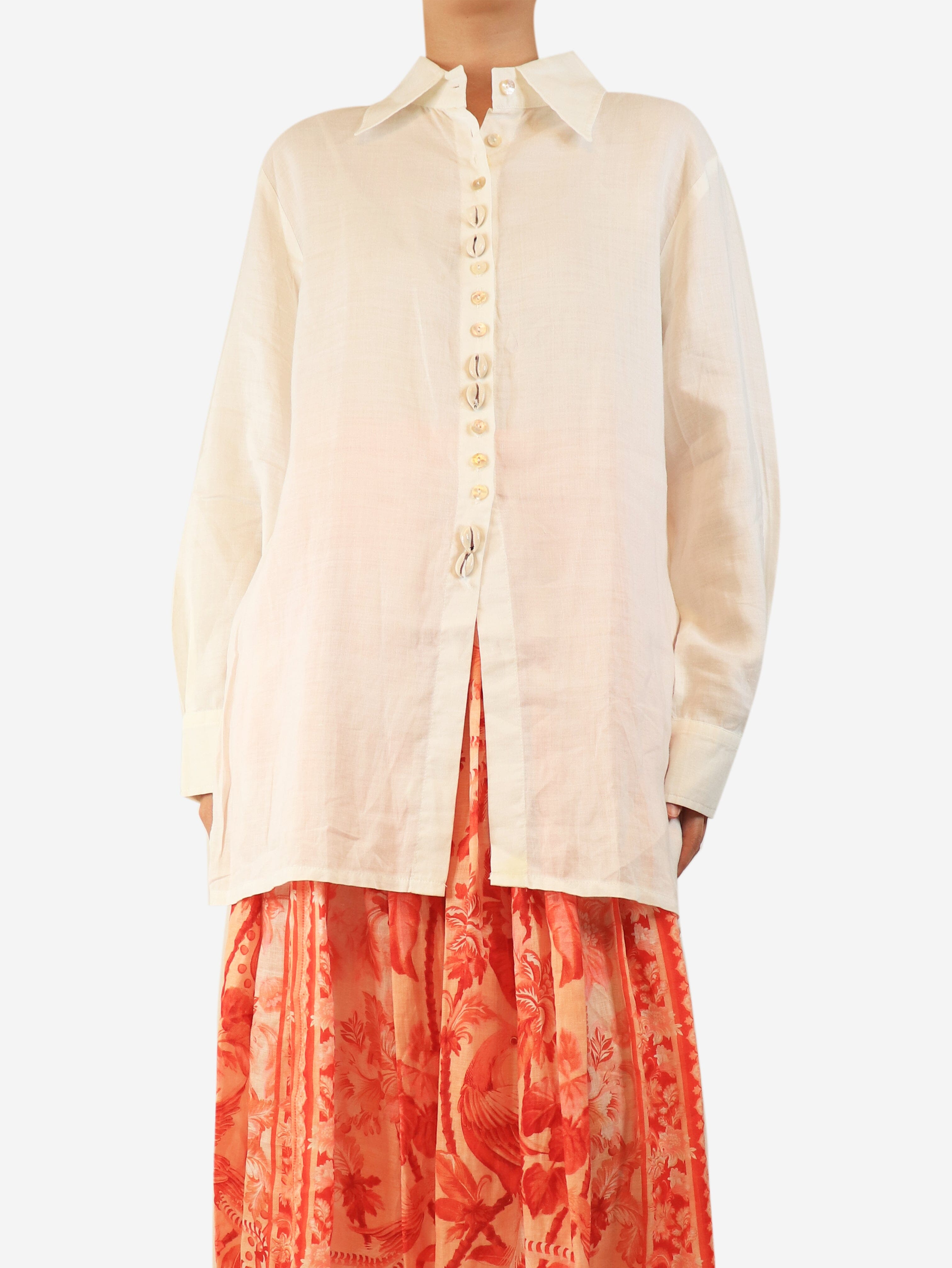 White linen blouse - size UK 14 Tops African Queen 