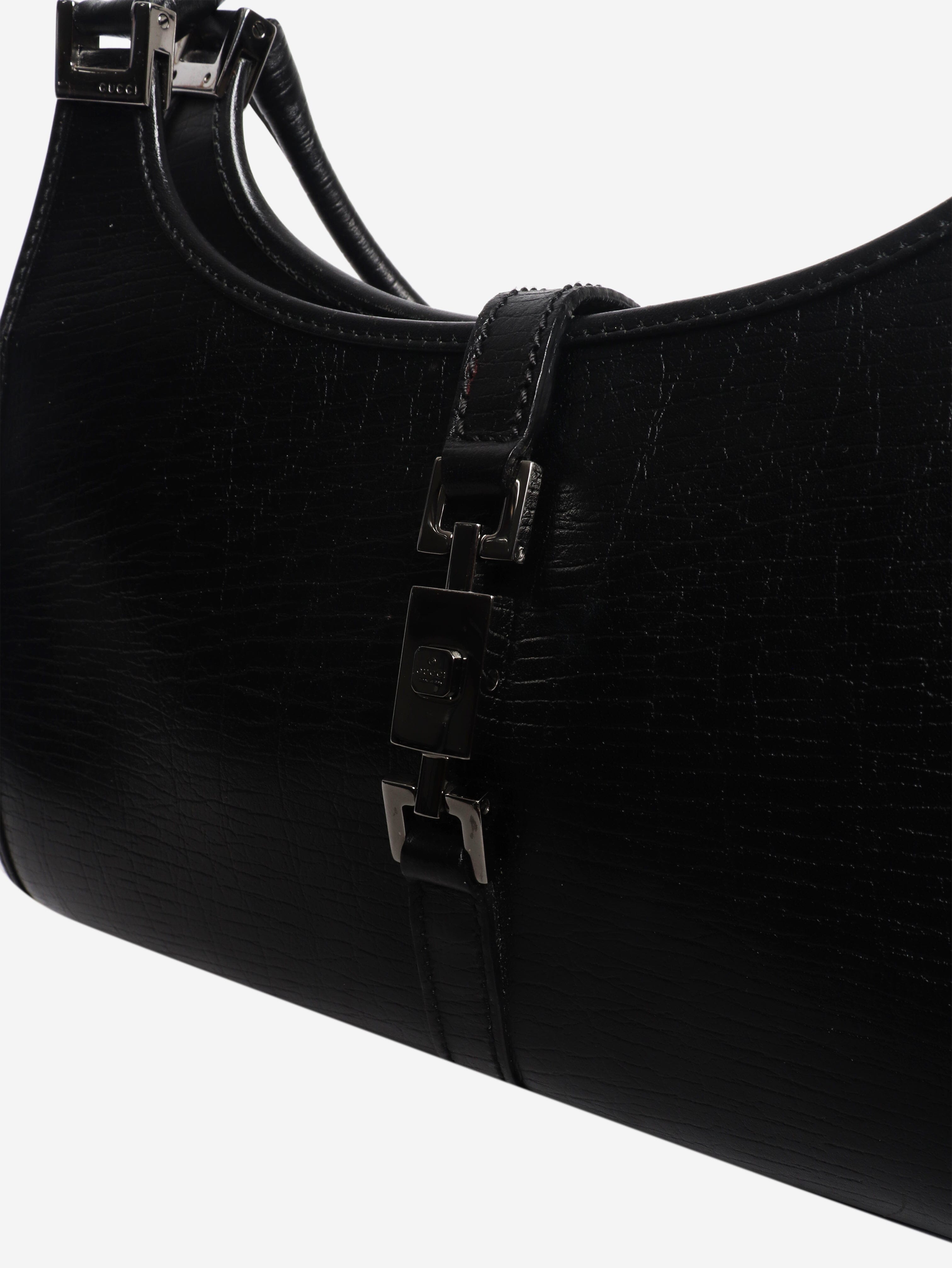 Black vintage Jackie leather hobo bag Top Handle Bags Gucci 