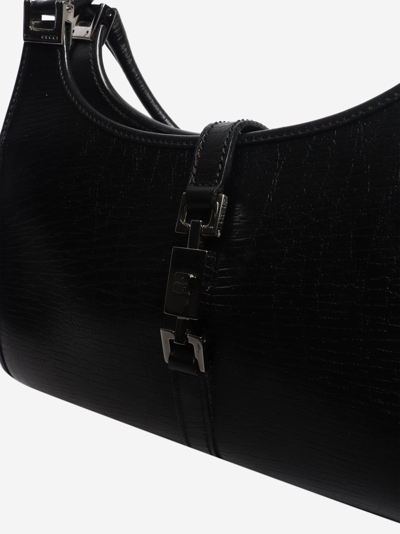 Black vintage Jackie leather hobo bag Top Handle Bags Gucci 