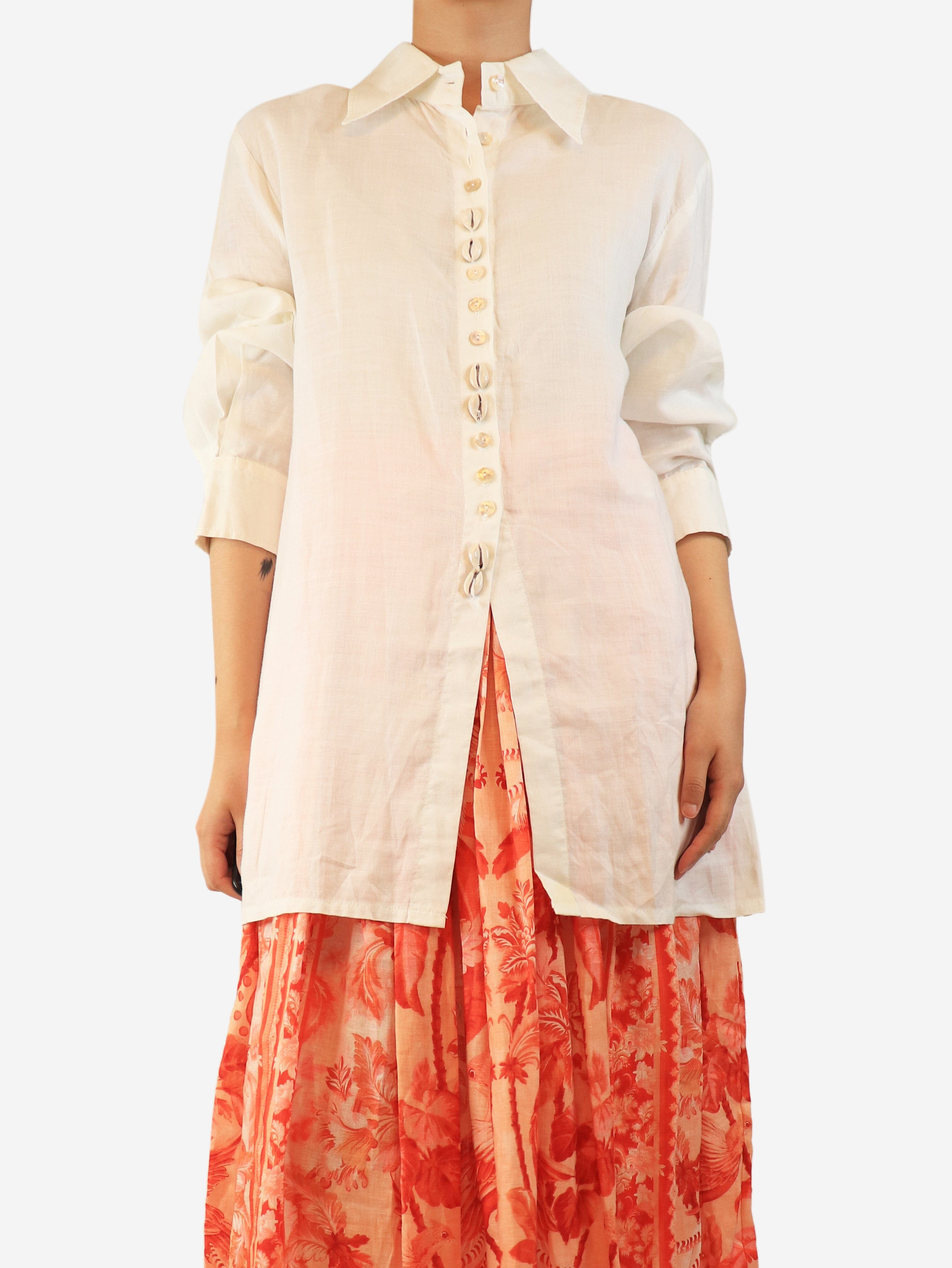 White linen blouse - size UK 14