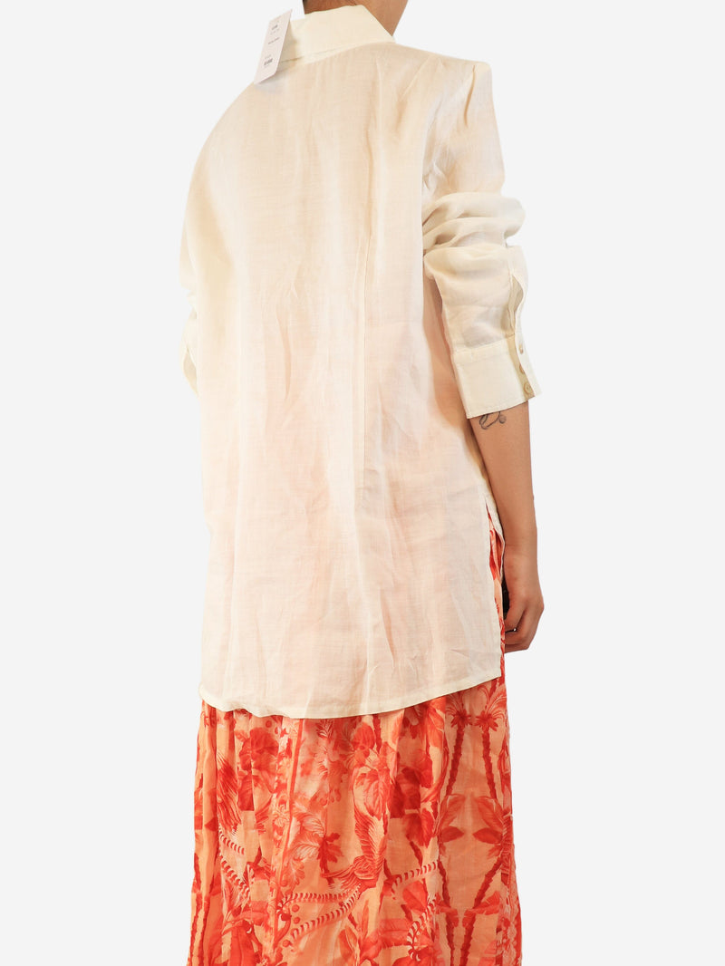 White linen blouse - size UK 14