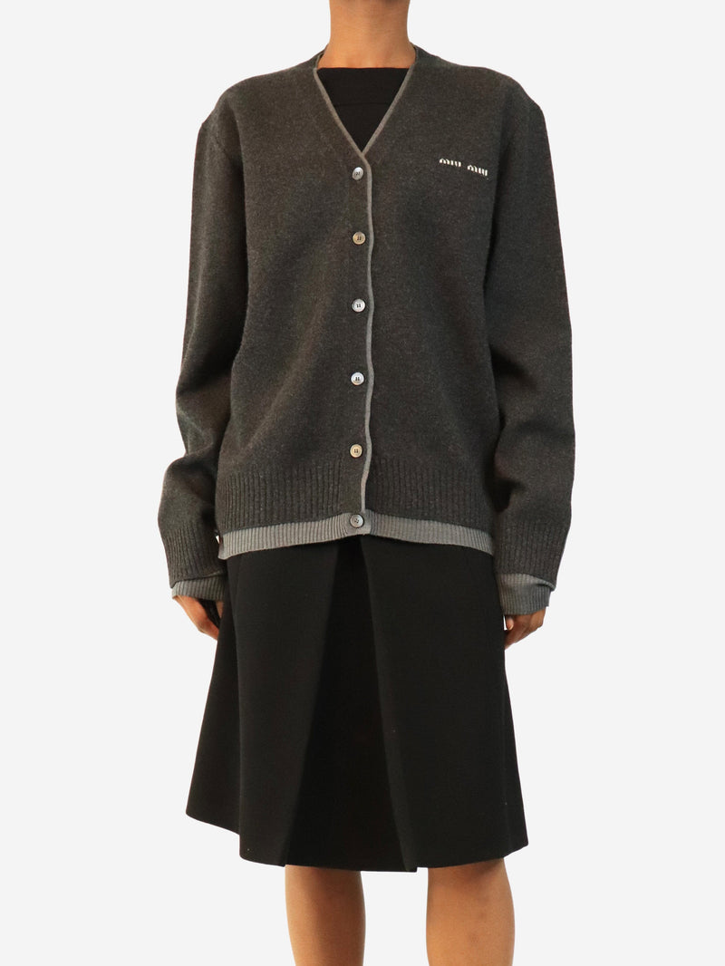 Charcoal grey v-neck cashmere cardigan - size UK 8 Knitwear Miu Miu 