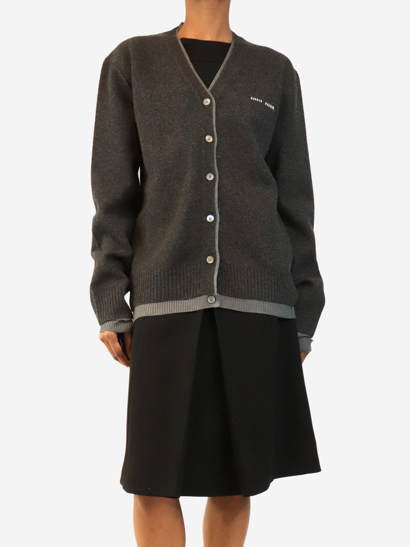 Charcoal grey v-neck cashmere cardigan - size UK 8 Knitwear Miu Miu 