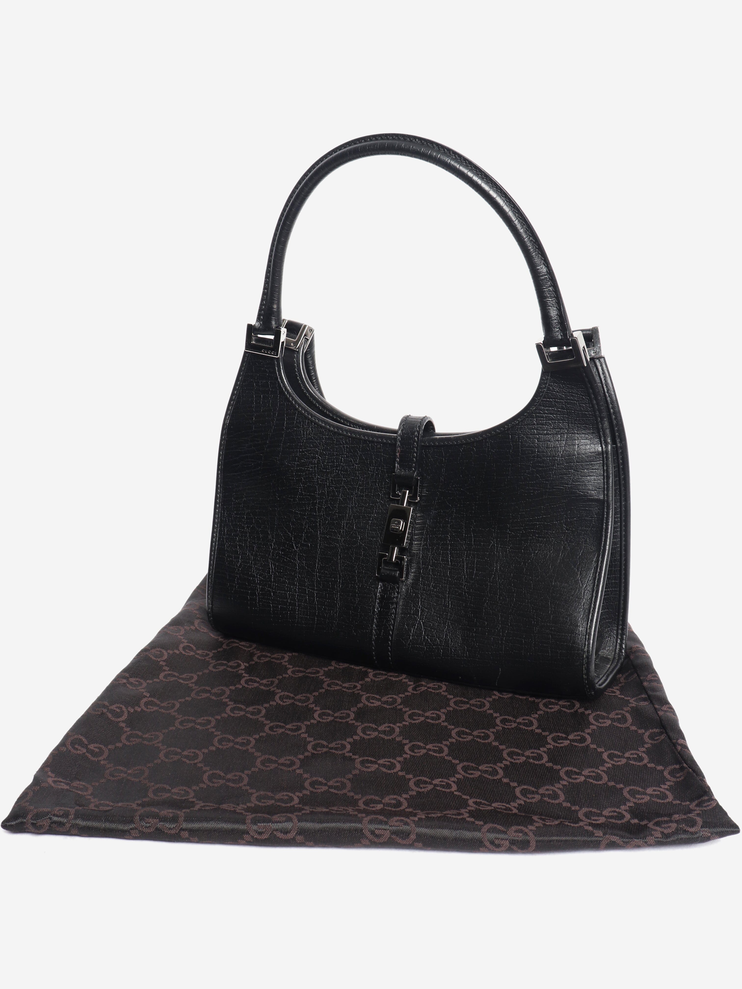 Black vintage Jackie leather hobo bag Top Handle Bags Gucci 