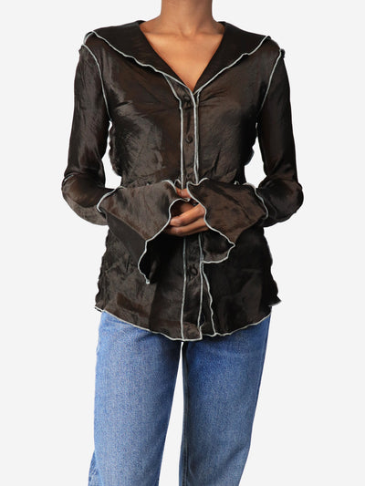 Brown exposed seams satin blouse - size S Tops Yuzefi 