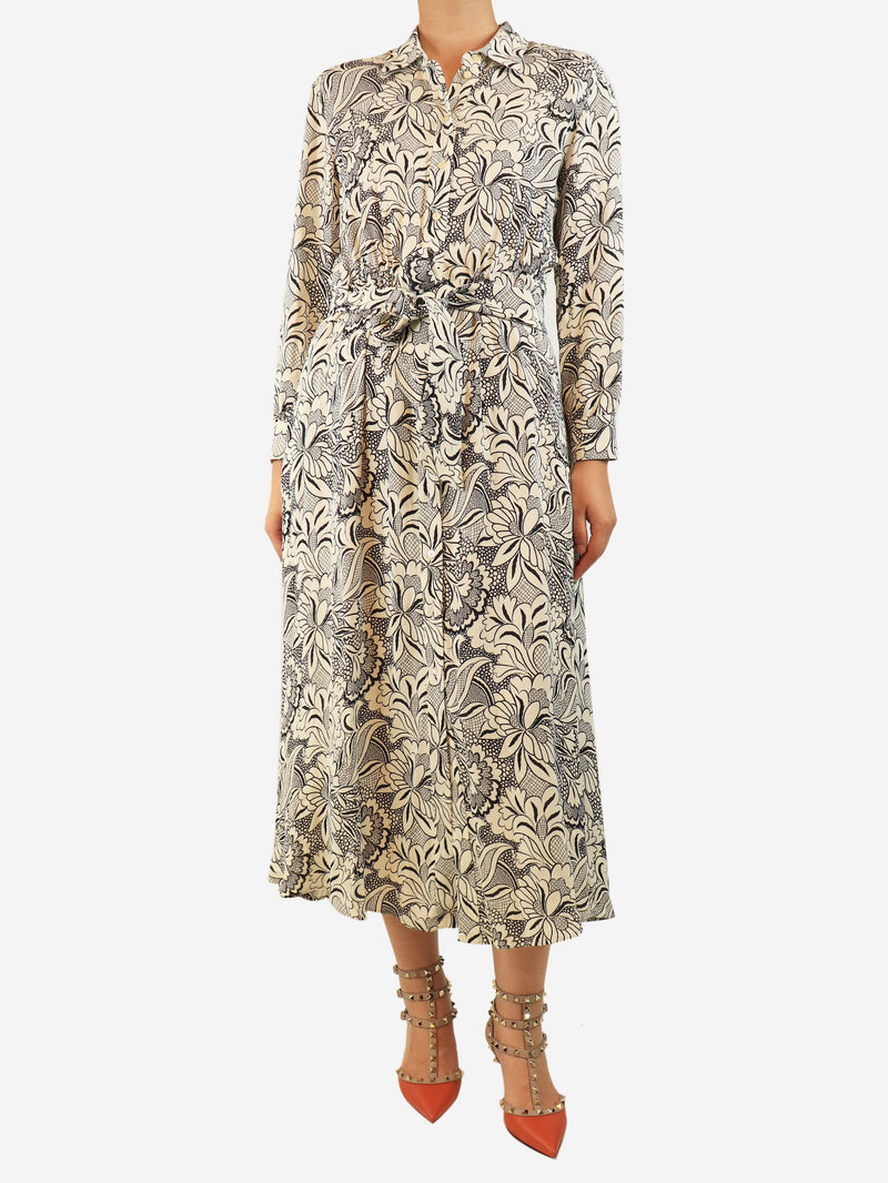 White and black floral printed shirt dress - size UK 8 Dresses Weekend Max Mara 