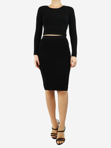 Jonathan Simkhai Black ribbed cutout jumper and midi skirt set - size S