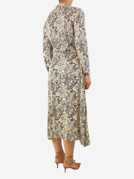 White and black floral printed shirt dress - size UK 8 alternate image