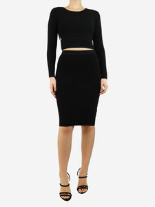 Jonathan Simkhai Black ribbed cutout jumper and midi skirt set - size S