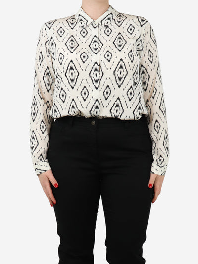 White and black silk printed shirt - size L Tops Theory 