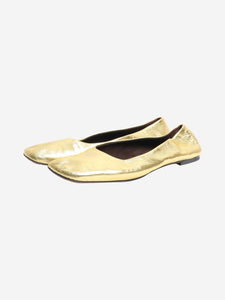 The Row Gold metallic leather flat shoes - size EU 39.5