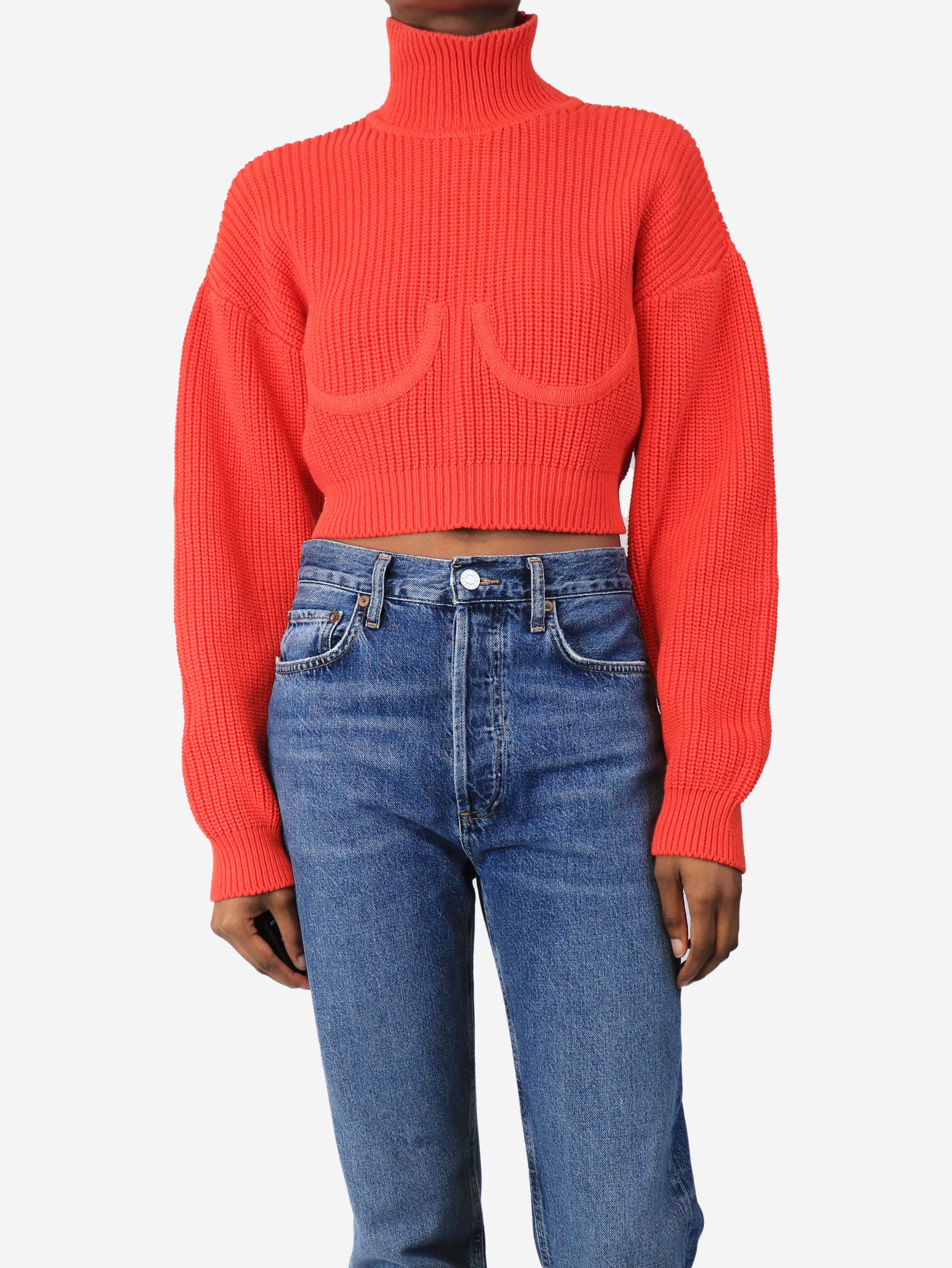 Red wide gauge knit cotton sweater - size XS/S Knitwear Simon Miller 