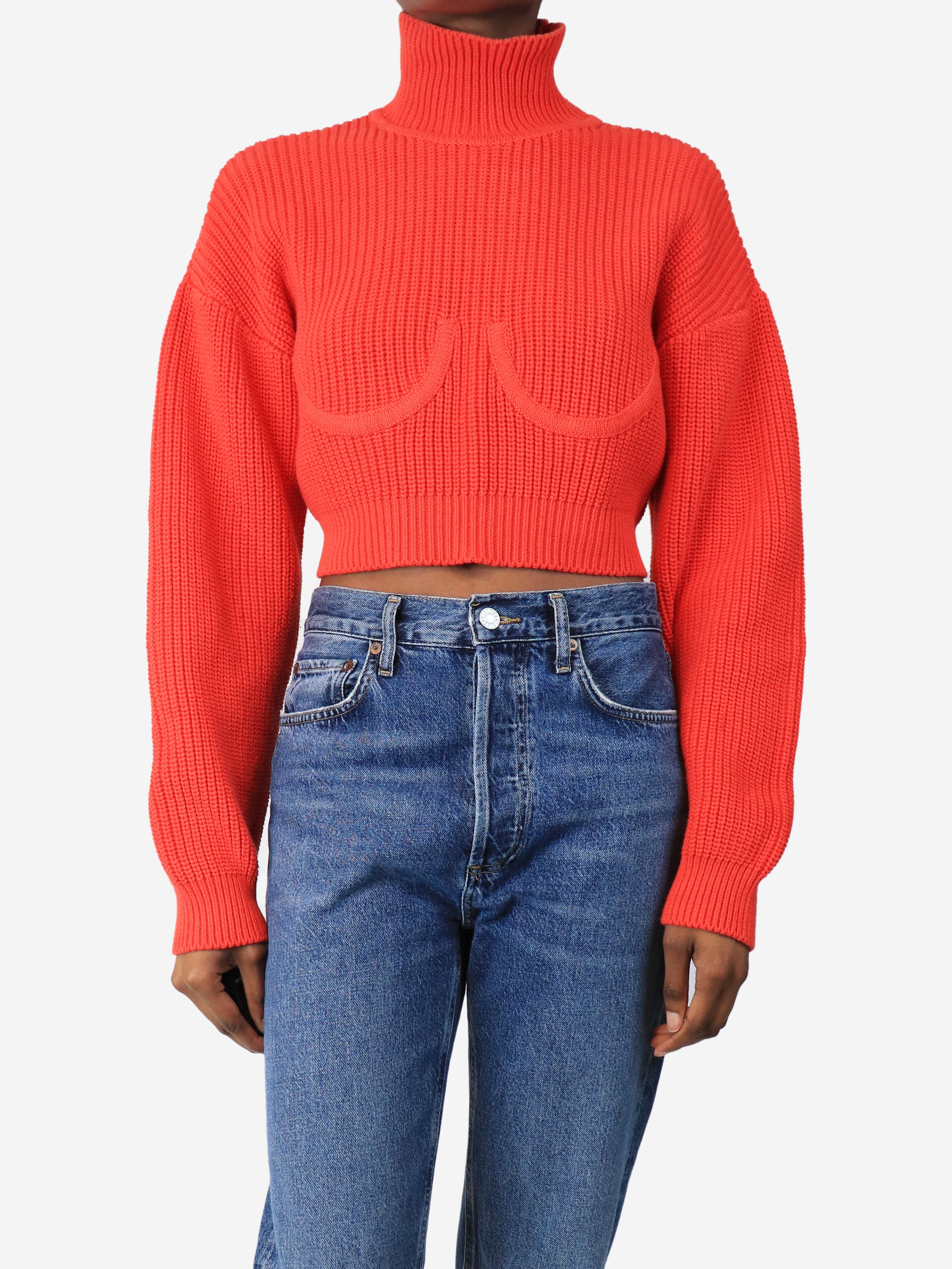 Red wide gauge knit cotton sweater - size XS/S Knitwear Simon Miller 