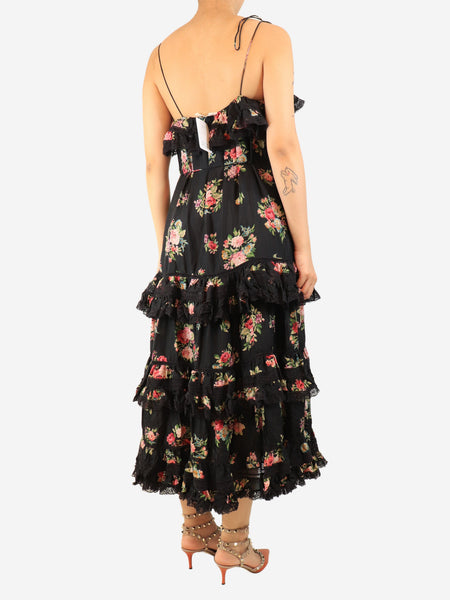 Black floral tiered sundress - size UK 10 alternate image